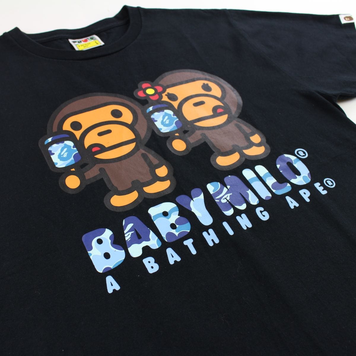 Bape Baby Milo Blue Camo Lollipop Tee Black - SaruGeneral