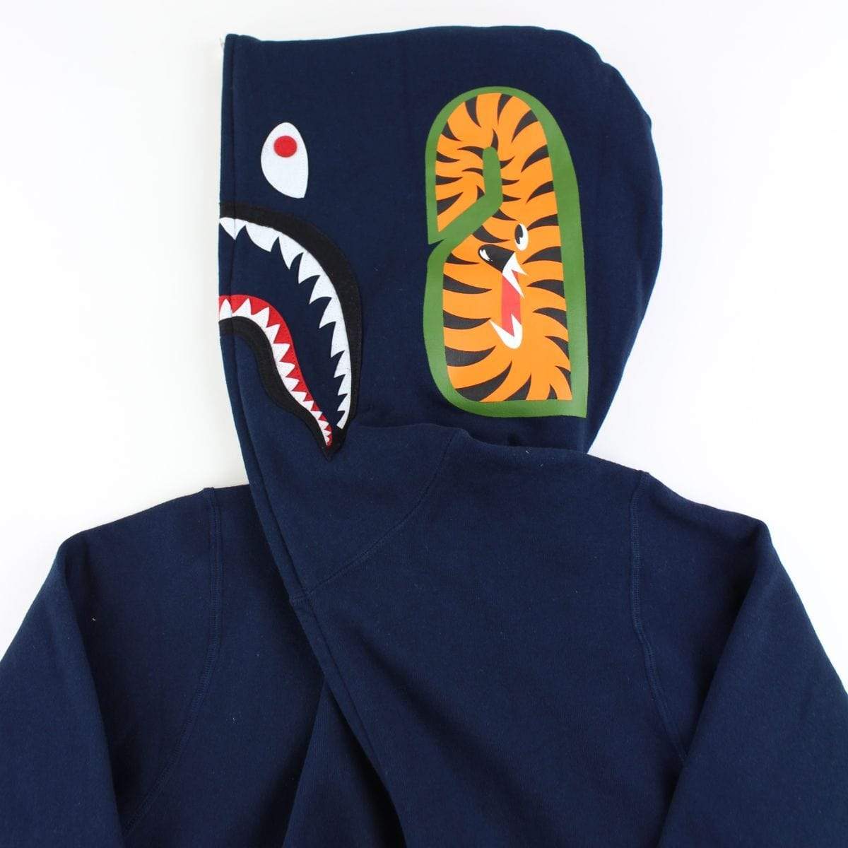 Bape Red Camo Half Face Shark Hoodie Navy - SaruGeneral