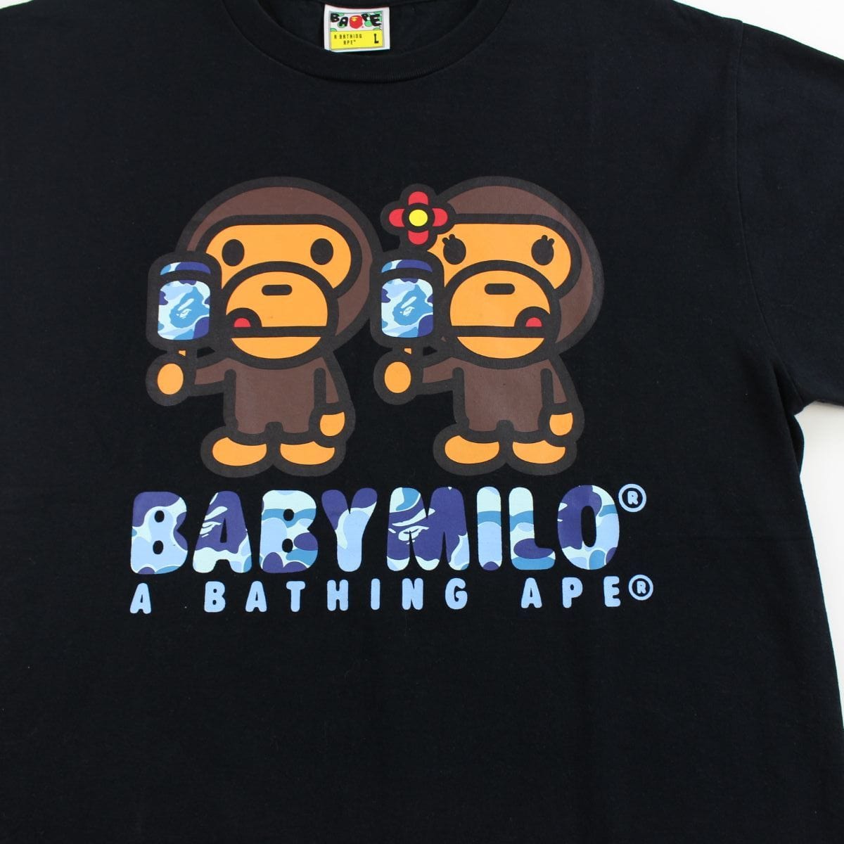 Bape Baby Milo Blue Camo Lollipop Tee Black - SaruGeneral