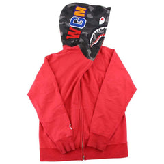 Sweat à capuche Bape Black Camo Half Face Shark rouge