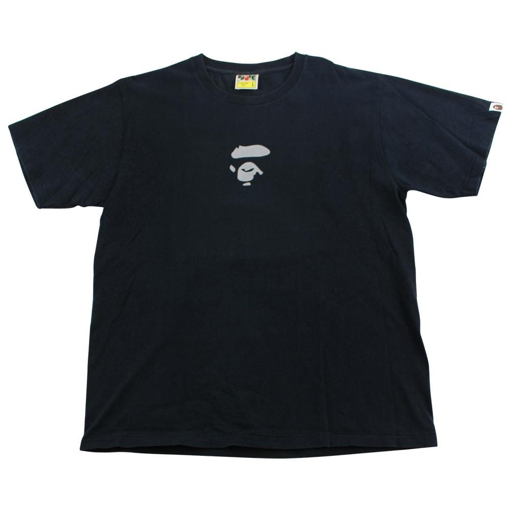 Bape Grey Ape Face Logo Tee Black - SaruGeneral