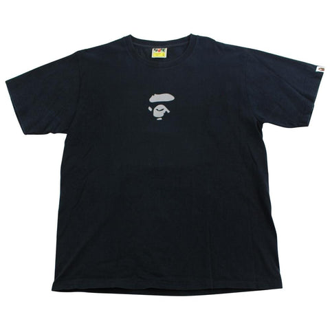 Bape Grey Ape Face Logo Tee Black