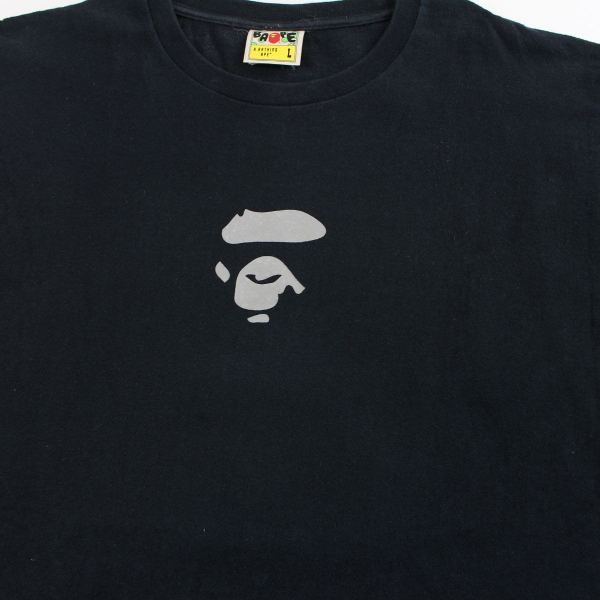 Bape Grey Ape Face Logo Tee Black - SaruGeneral