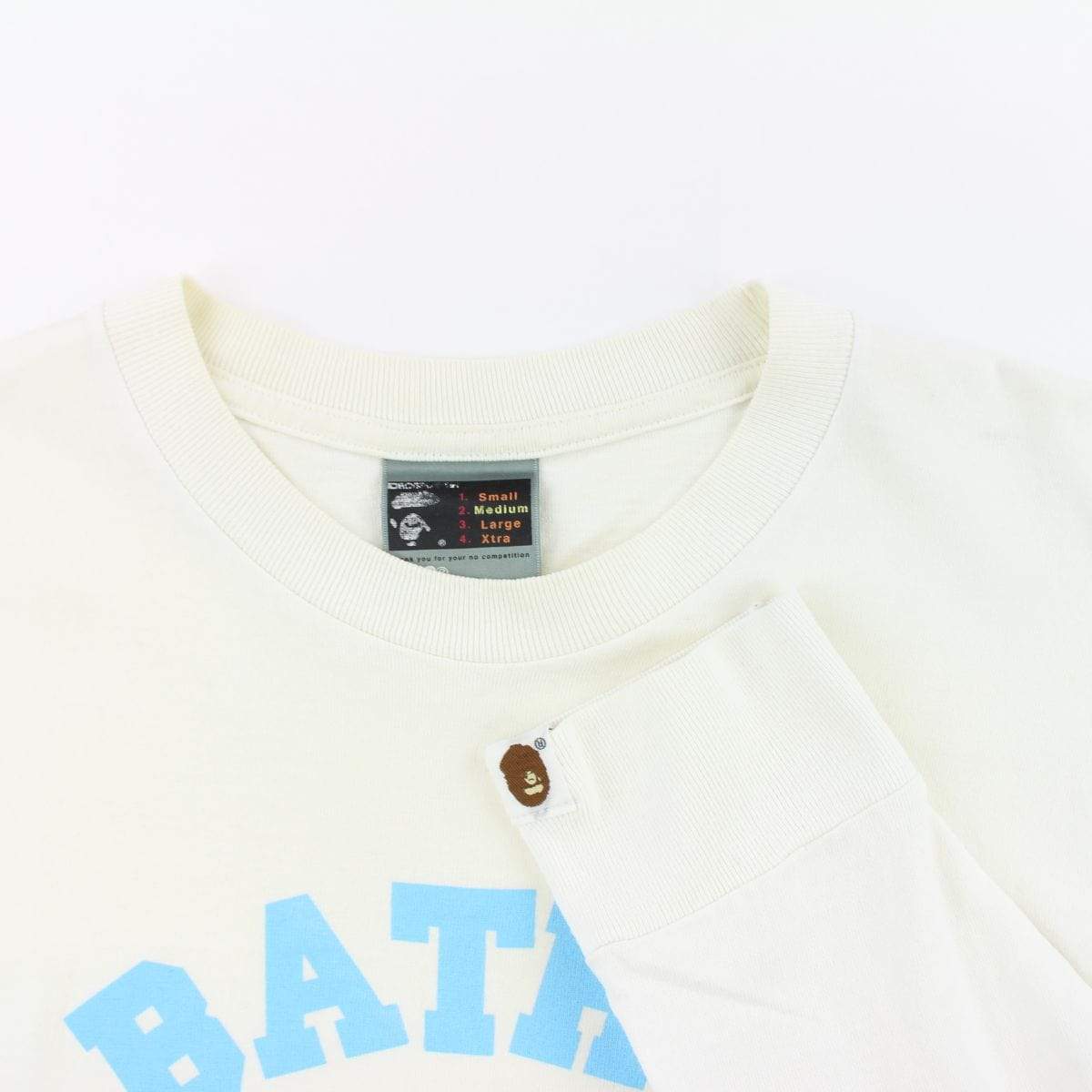 Bape Angry Face Blue College Logo LS White - SaruGeneral