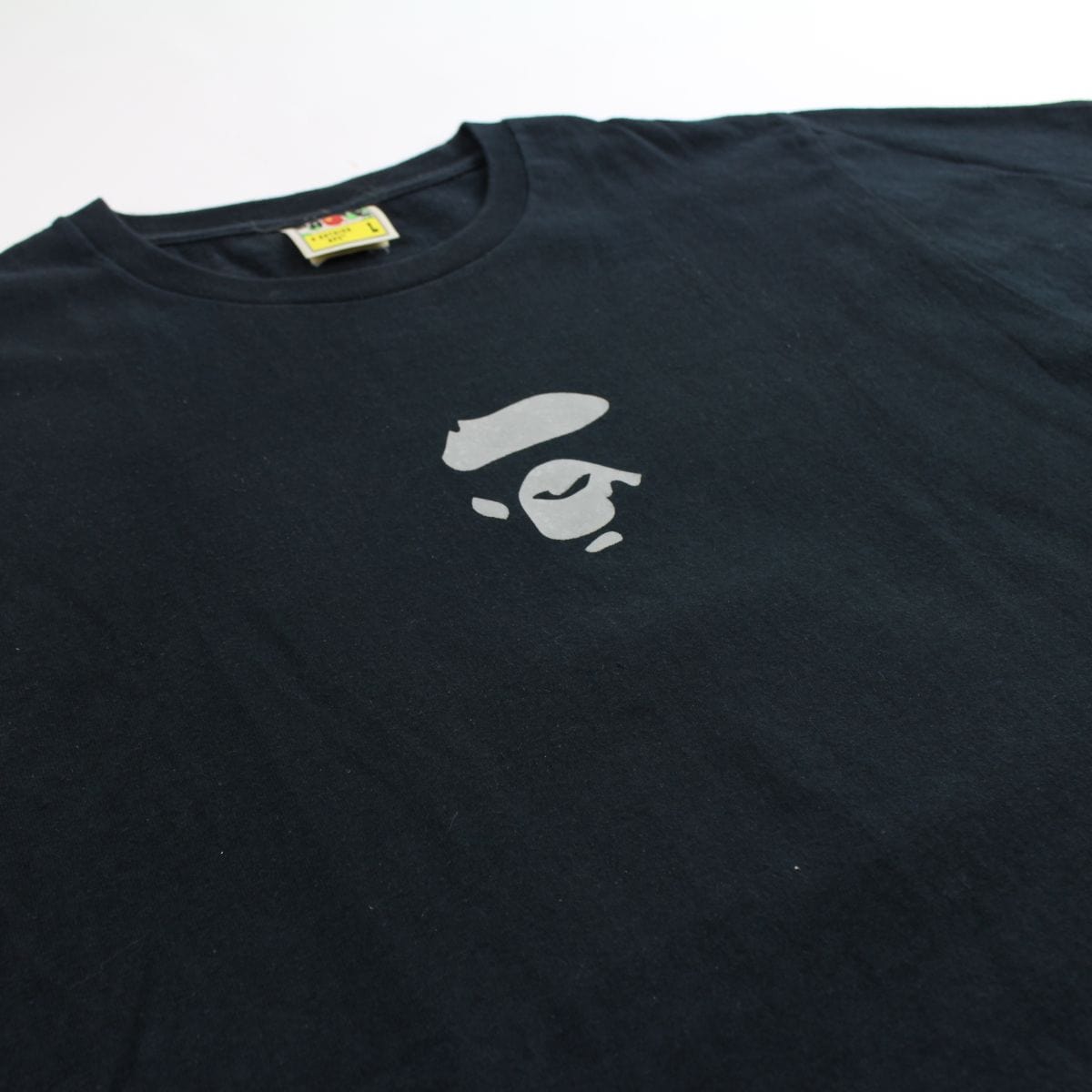 Bape Grey Ape Face Logo Tee Black - SaruGeneral