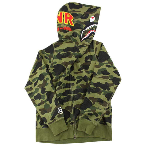 Bape 1st Green Camo PONR Shark Hoodie