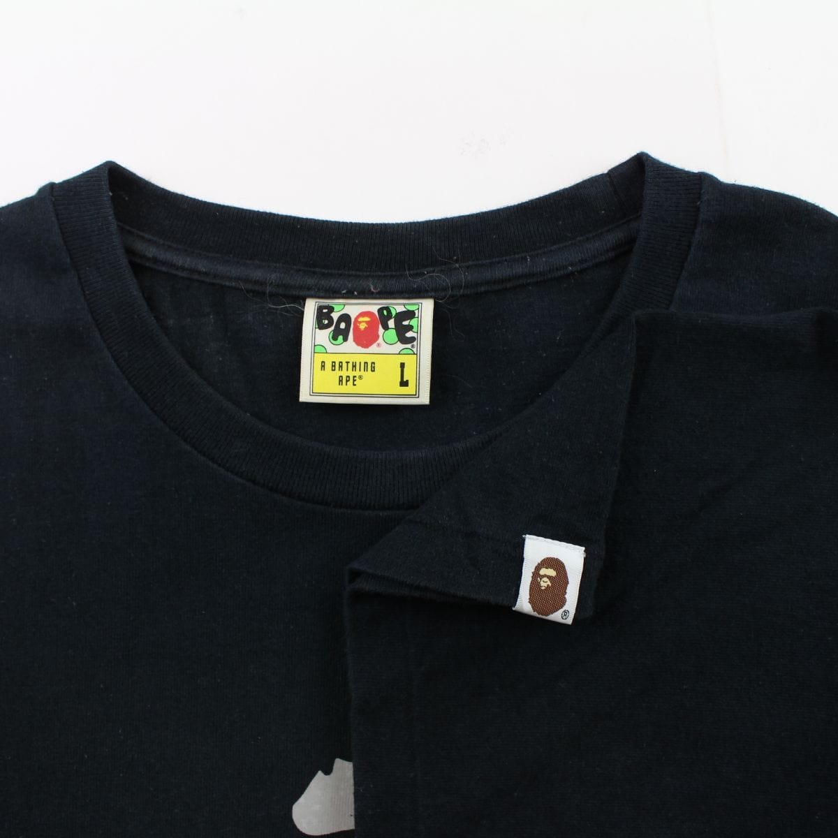 Bape Grey Ape Face Logo Tee Black - SaruGeneral