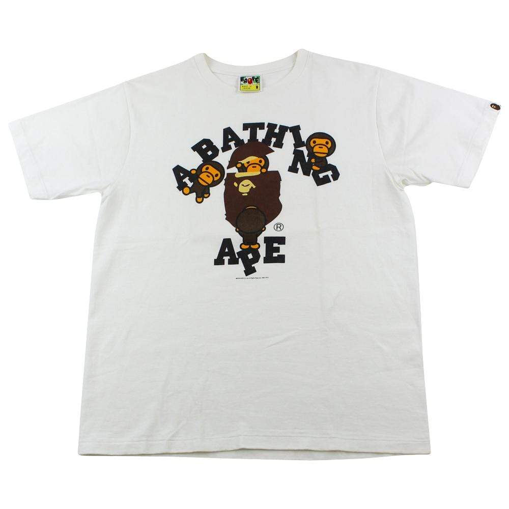 Bape Baby Milo Original College Logo Tee White - SaruGeneral