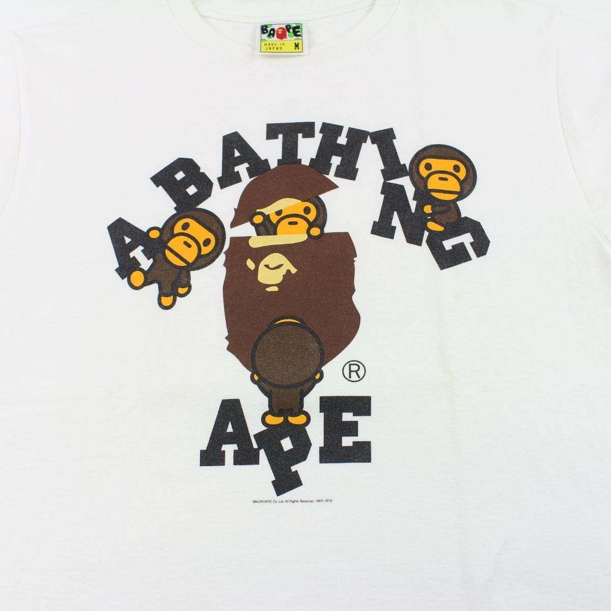 Bape Baby Milo Original College Logo Tee White - SaruGeneral