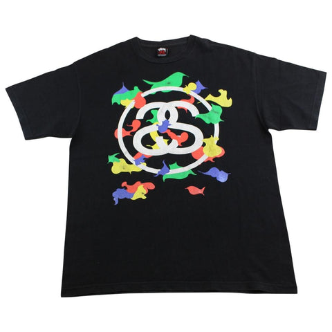 stussy birds double S logo tee black