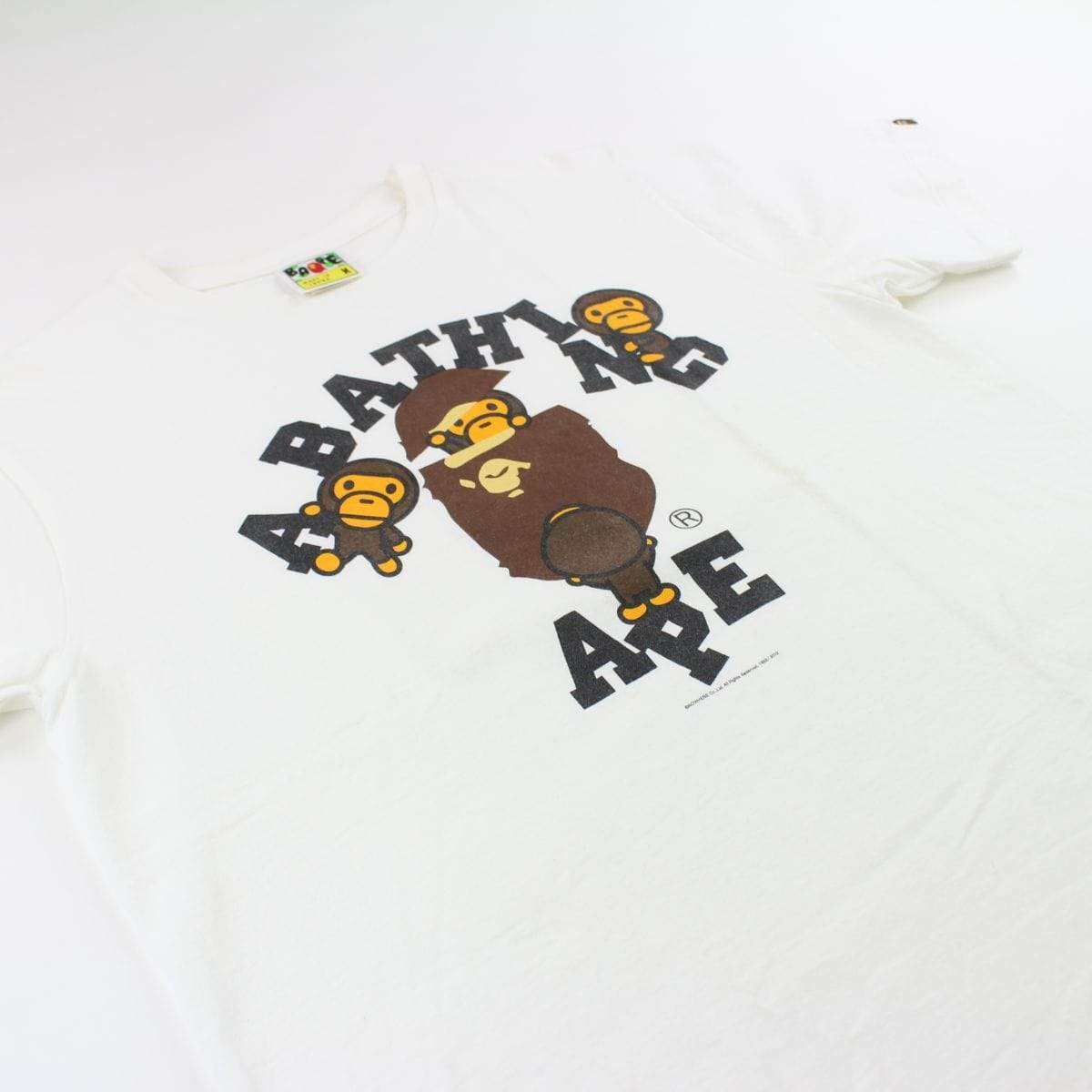 Bape Baby Milo Original College Logo Tee White - SaruGeneral