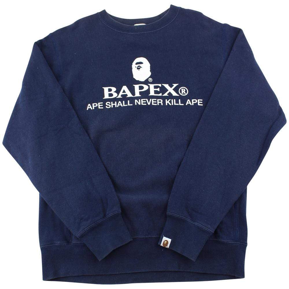 Bapex White Logo Crew Navy - SaruGeneral