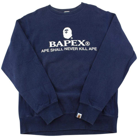 Bapex White Logo Crew Navy