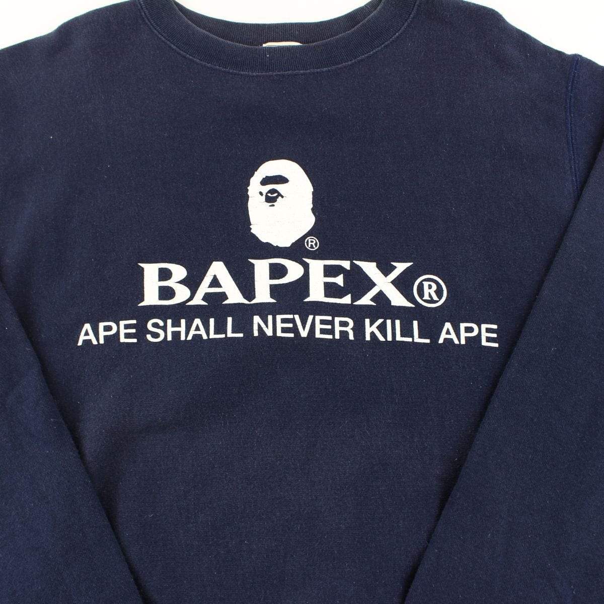 Bapex White Logo Crew Navy - SaruGeneral