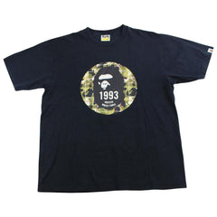 T-shirt Bape à carreaux jaunes avec logo 1993, noir