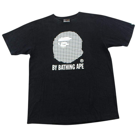 Bape Black Plaid Big Ape Logo Tee Black