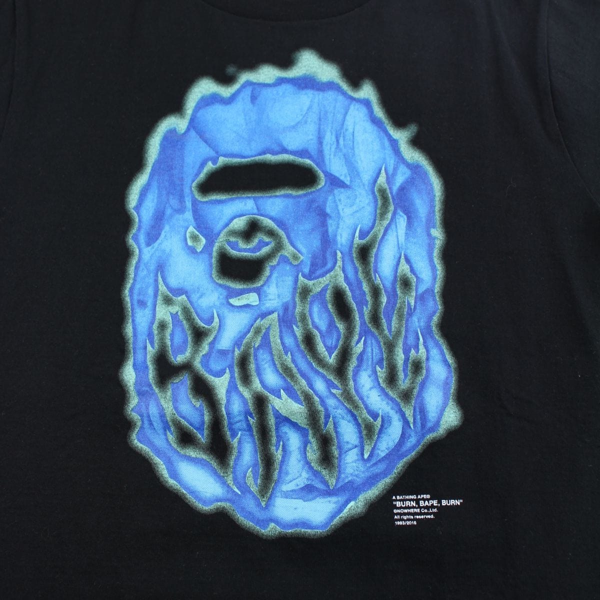 Bape Blue Flame Big Ape Logo Tee black - SaruGeneral