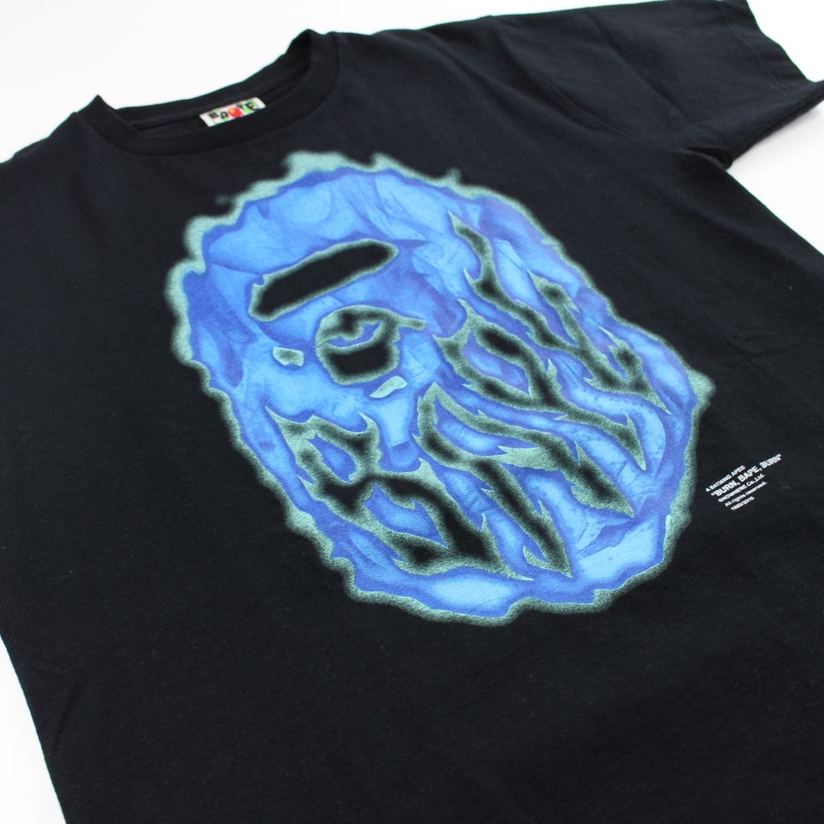 Bape Blue Flame Big Ape Logo Tee black - SaruGeneral