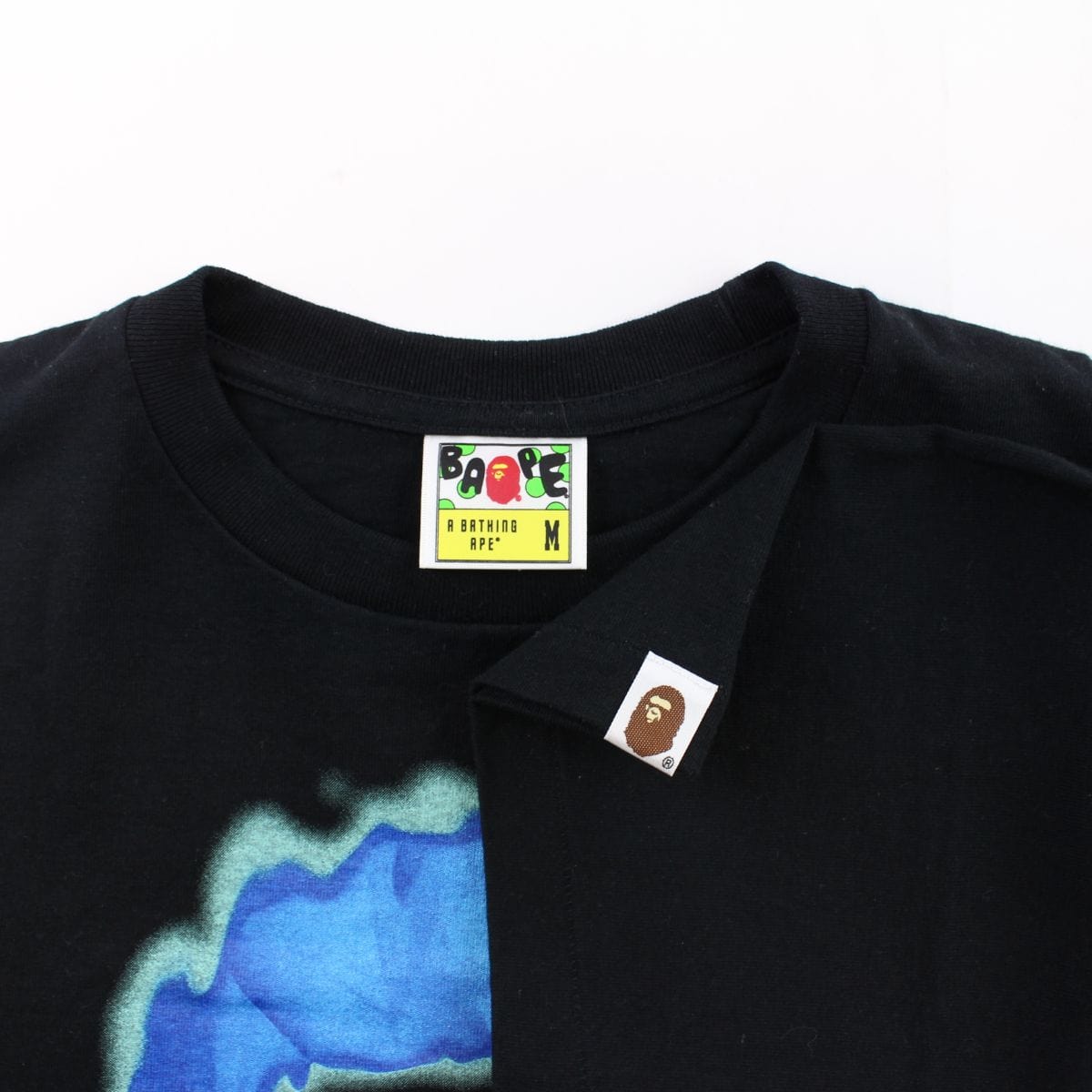 Bape Blue Flame Big Ape Logo Tee black - SaruGeneral