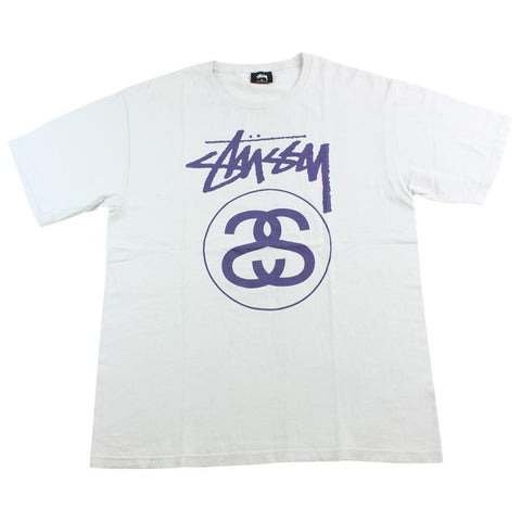 stussy double s logo tee white