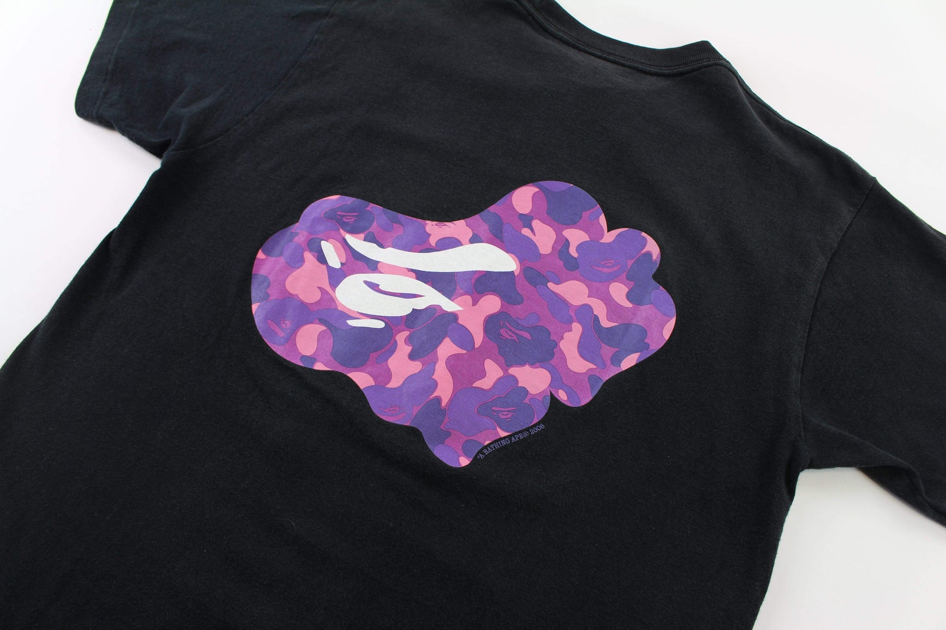 Bape Camo Text Purple Camo Tee Black - SaruGeneral