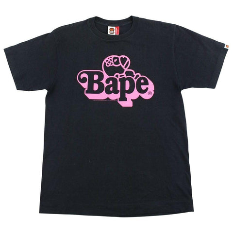 T-shirt Bape Sleeping Milo rose avec texte noir