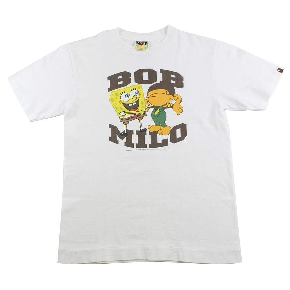 Bape Baby Milo x Spongebob Logo Tee White - SaruGeneral