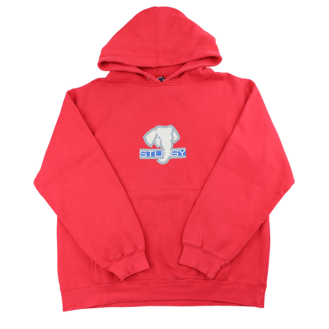 stussy elephant hoodie red