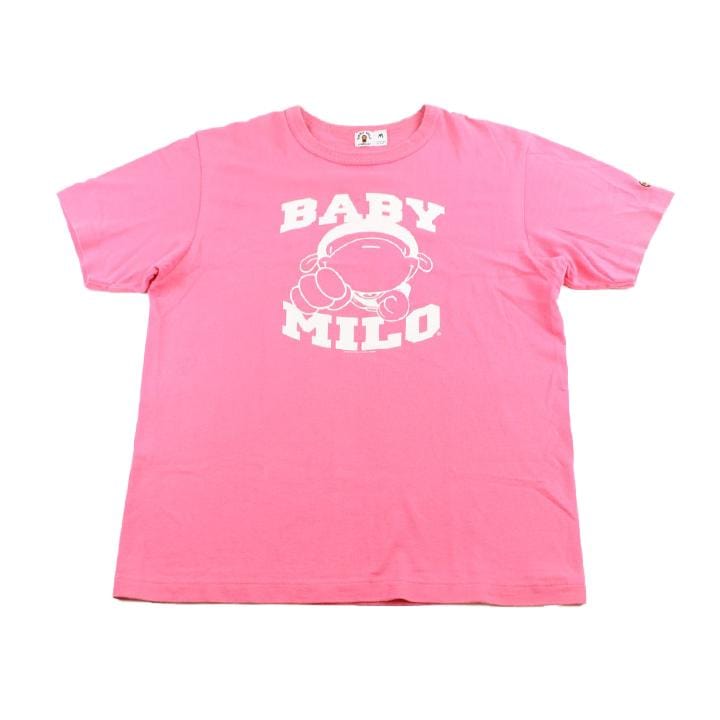 Bape Baby Milo Text Tee Pink - SaruGeneral