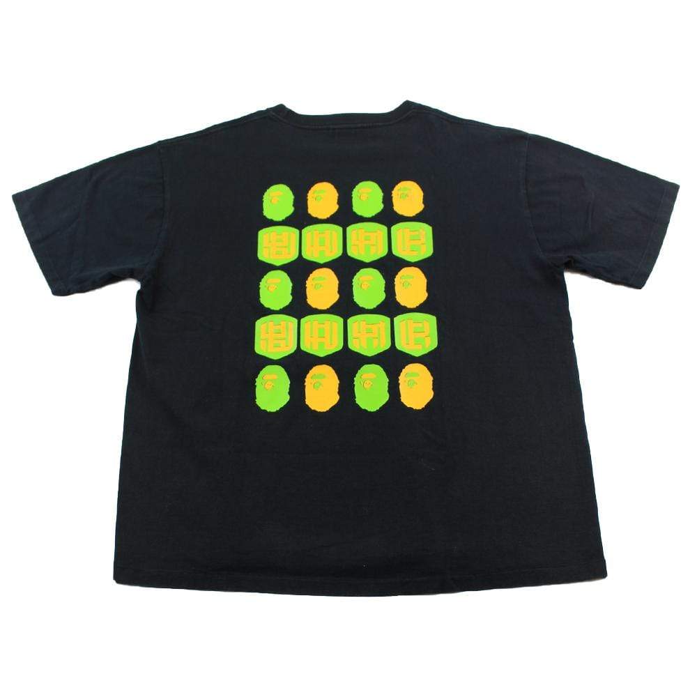 Bape Yellow & Green Ape Print Tee Black - SaruGeneral