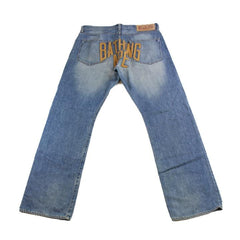 Bape Text Denim Jeans Blue