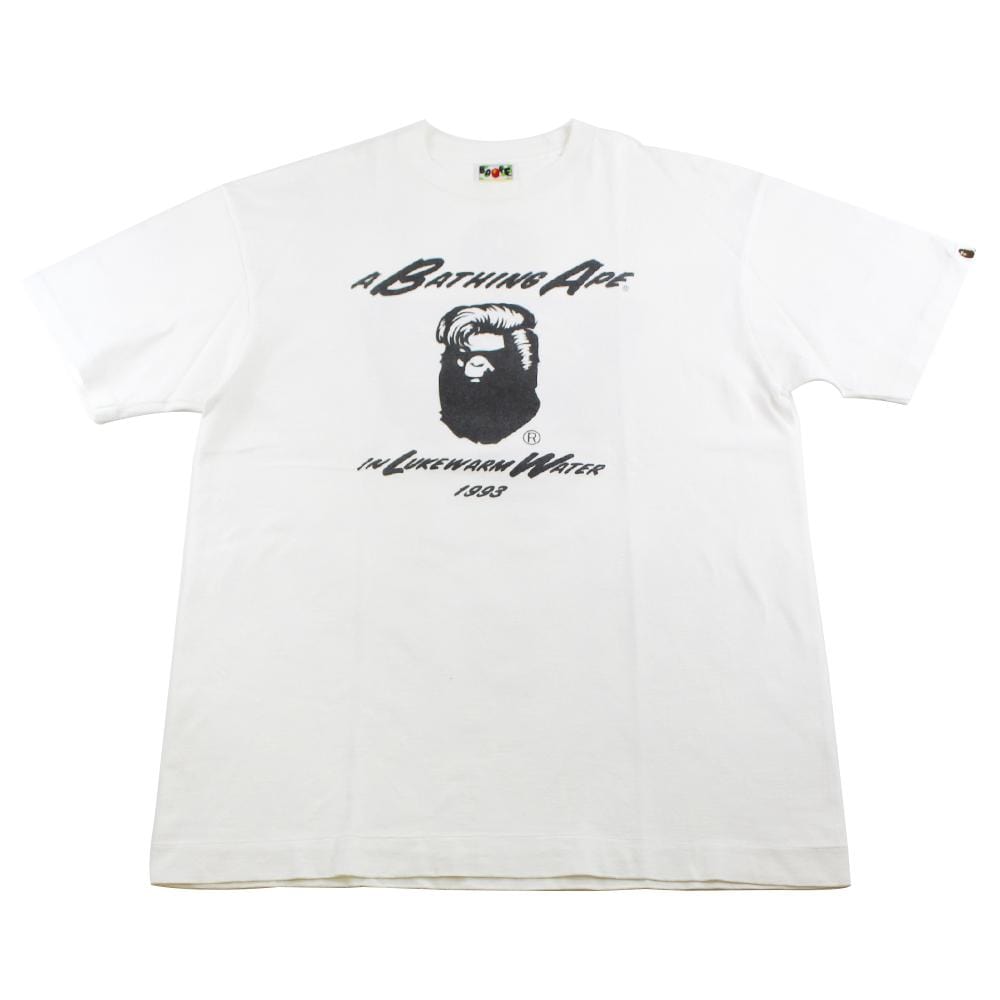 Bape Hair Do Big Ape Logo Tee White - SaruGeneral