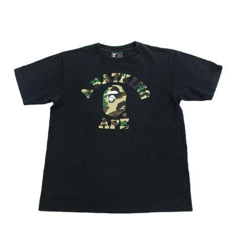 Bape 1st Yellow College Logo Tee Black