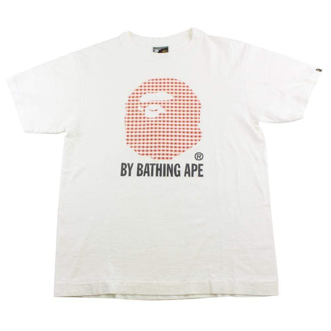 T-shirt Bape à logo Big Ape en tartan rouge et blanc