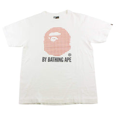 Bape Red Tartan Big Ape Logo Tee White