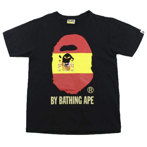 T-shirt Bape avec logo Big Ape et drapeau espagnol, noir