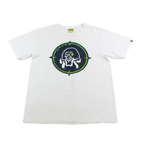 Bape green compass Tee White