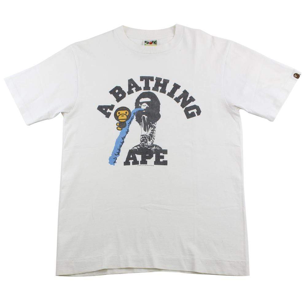 Bape Baby Milo waterfall College Logo Tee White - SaruGeneral