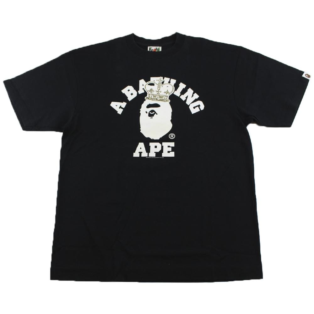 Bape Crown College Logo Tee Black - SaruGeneral