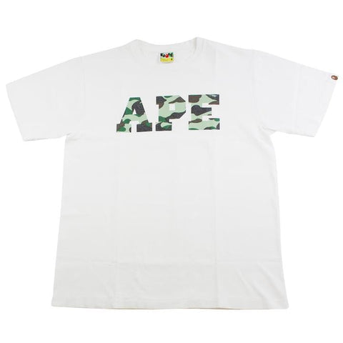 bape ape green camo tee white