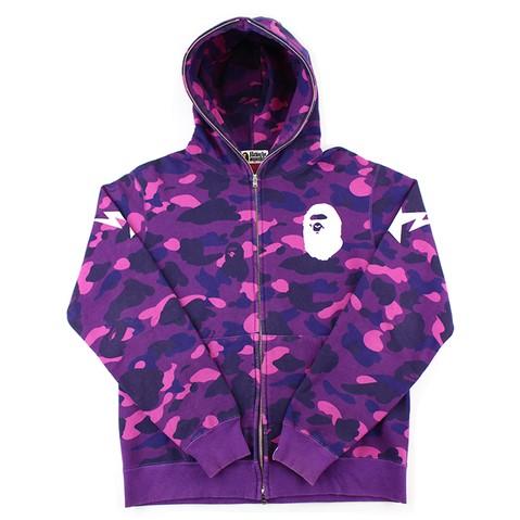 Bape Ape Logo Purple Camo Fullzip Hoodie