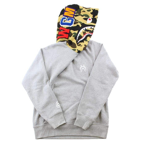 Bape 1st Yellow Camo Pullover Shark Hoodie Grey