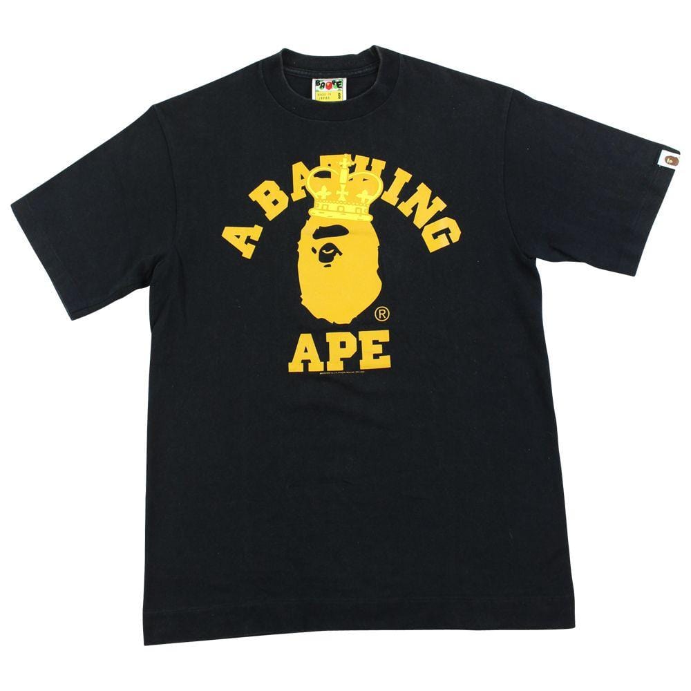 Bape gold Crown College Logo Tee Black - SARUUK