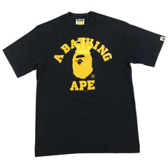 Bape gold Crown College Logo Tee Black