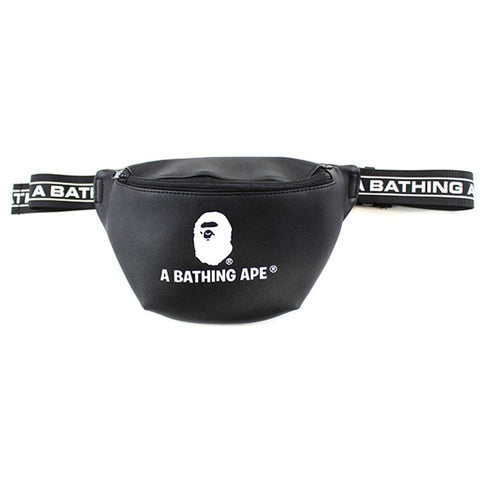 Bape Black Bathing Ape Text Hip Bag