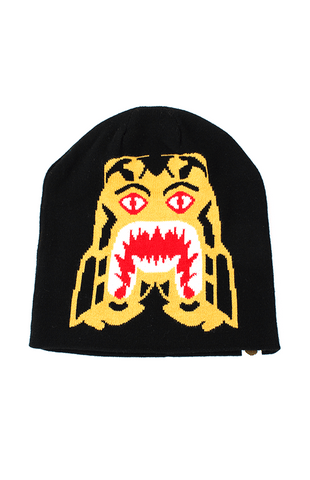 bonnet Bape orange tiger face noir