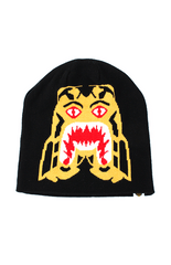 bape orange tiger face beanie black