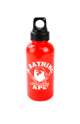 Bouteille d'eau rouge avec logo universitaire Bape Pirate Store