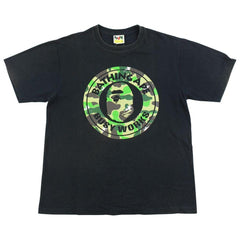 Bape ABC Green Camo Busy Works Logo Tee Black