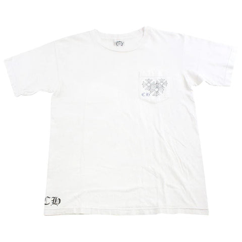 chrome hearts blue circle pocket tee white